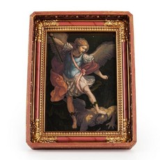 Buildclassic BC 가톨릭 과달루페 성모 이미지 10.2 x 15.2cm(4 6인치) 높이 19.9cm(7.6인치) 빈티지 테이블 탑 그림 액자 축복받은 마리아 어머, 성 미카엘, 1개