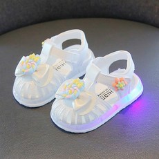 DFMEI 夏季寶寶涼鞋兒童寶寶學步鞋軟底1一2歲鞋底帶燈女童公主鞋涼鞋