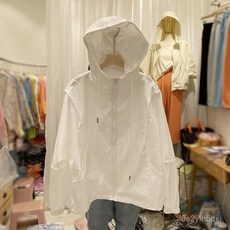休閒連帽防曬服2024夏季新款韓版薄款透氣防紫外綫防曬衝鋒衣外套