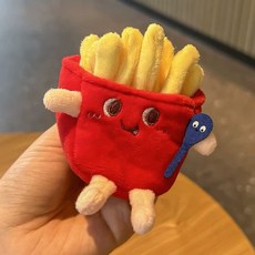創意食物造型毛絨掛件 鑰匙圈 書包吊飾, 1個, 薯條