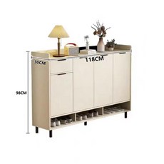 簡約現代多功能鞋櫃 大容量收納玄關裝飾檯面, 白色, 3層