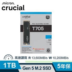 Crucial T705 1TB Gen5 M.2 SSD 固態硬碟, 1GB