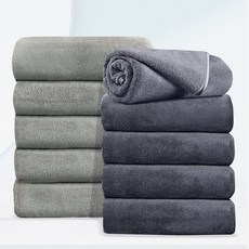 FASEN 수건 이탈리아 5성급 호텔수건 200수 코마사 타올 먼지없는수건, 미들그레이, 10개