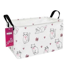 INGHUA 장난감 책 옷 선물 반려동물을 위한 직사각형 보관 바구니 패브릭 정리함 통 - 가정 사무실 아기방 기숙사 선반에 적합(Rec Forest Dinosa, Rec-Love cat