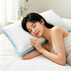 아리엘노 냉감패드 쿨매트 여름 냉감 침대패드 베개커버, 블루 베개커버 2장