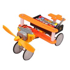 嗨購 電動滑行飛機小發明 中小學生DIY科技小製作材料科學手工拼裝模型, 單引擎飛機, 1個