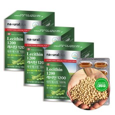 네추럴Plus NonGMO 대두 레시틴 1200 식물성 인지질 영양 캡슐, 60회분, 3개