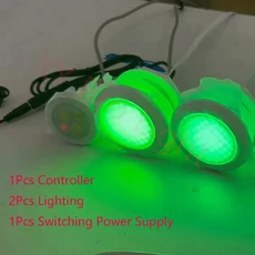 RGB 수중 목욕 조명 AC12V 100mA 68MM 크롬 도금 얼굴 다채로운 표면 잠수정 LED 풀 램프, 01 1M-2T