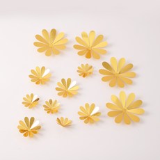 미즈코스12p 3D 꽃 포인트 벽지 입체 스티커 벽면 인테리어 시트지 벽장식 카페 집꾸미기, LF-골드