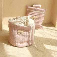 블룸슈 곰돌이 기저귀 가방 유아용품 수납 가방 패브릭바스켓, 바스켓복주머니-핑크