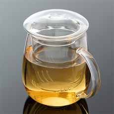 꿈꾸는비 머쉬룸 내열 유리 티머그 500ml 차망 거름망
