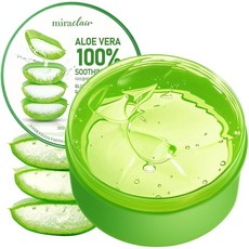 MIRACLAIR 얼굴 피부 모발 및 일광 화상 완화용 알로에 베라 젤 모든 피부 타입에 맞는 100% 순수 알로에 젤로 제작. 한국산. 300ml (10.1액량 온스), 1