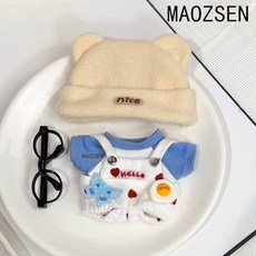 娃娃裝 10cm 娃衣 20cm 娃衣 可愛揹帶褲T恤套裝 毛絨玩具配件, 1個, 粉Nice櫻桃套裝3點,10cm棉花娃娃可穿【沒有娃娃】