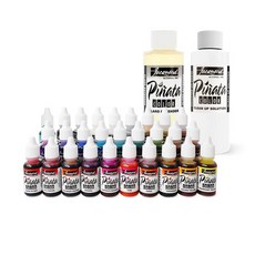 時代中西畫材 美國皮納塔酒精墨水29色(14.75ml) + 稀釋劑 增亮劑(118.29ml)套組，流體畫/暈染創作首選, 1個, 29+2/贈 YUPO紙一包