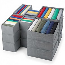 AojSup 의류 서랍 정리함 의류용 18팩 드레서 정리함 속옷 브라 양말 오거나이저 패브릭 옷장 정리 및 보관 칸막이 아기방 침실 기숙사용 그레이, AojSup 의류 서랍 정리함 의류용 18팩 드레서 정