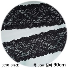dklace 스판레이스 3090 레이스 3 color ( 8cm 1yd 기준 ), Black, 1개
