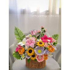 모루장식 해바라기 꽃바구니 웨딩 캐릭터 노란색 철사, 컬러풀 포피