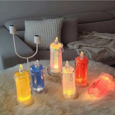 다크 오로라 캔들 무드등 LED 촛대 조명등 장식, 화이트