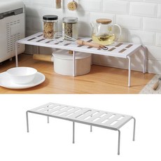 ABS 슬라이드 길이조절 주방 그릇 접시 정리대 선반, 1개, 화이트