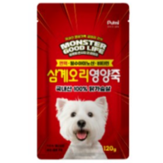 푸르미 강아지 몬스터 굿 라이프 영양죽, 삼계오리, 120g, 36개