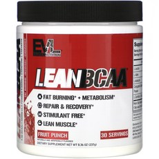 EVLUTIONNUTRITION LeanBCAA保健粉 水果潘趣酒風味, 1罐, 237g