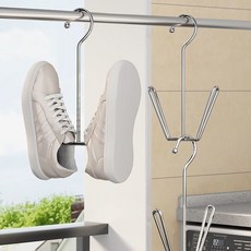 川月商行 不鏽鋼曬鞋架 陽臺窗臺防風掛晾鞋架子 室外特厚加粗曬鞋神器, 1個, 薄【1個裝】輕鬆曬鞋+無疊加,鏽鋼【U型晾鞋架）晾鞋幹得快