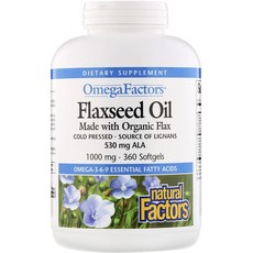 natural Factors 亞麻籽油軟膠囊 1000mg, 360顆, 1罐
