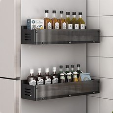 위케아 냉장고 현관문 초강력 자석 수납 선반, 2개, 블랙