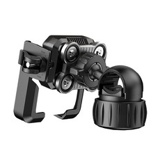 摩托車手機支架，升級矽膠軟墊，單手操作，穩固鎖定，簡約半包設計，免工具安裝, 黑色, U型-689