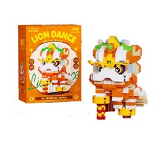 舞獅祥瑞新春國潮拼裝積木, 橙獅納福