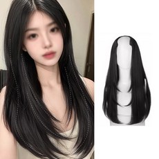일호장신구 소프트핏 롱 레이어 가발 피스 자연스러운 레이어드컷 긴머리 연출 단발 중단발 커버, 1개, 쿨블랙