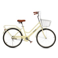 통학용 출퇴근용 여성용 클래식 바구니 자전거 22 24 26인치, 1개, 172cm, 베이지 24인치
