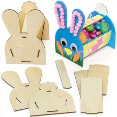 DIY木製兔子收納盒兒童手工藝品創意玩具, 小兔子木籃, 1個