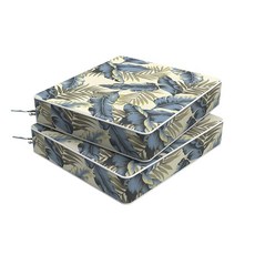 Melody Elephant 야외 의자 쿠션 2개 세트 50.8 x 10.2cm(20 20 4인치) 탈착식 커버가 있는 방수 파티오 시트 쿠션 고리버들 소파 가구용 전, lush 팜 블루, 20"x18"x4"