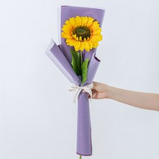 리얼해바라기 대형꽃다발A 조화 꽃 금전화 기념일 졸업식 선물 장식 소품, 1개, 퍼플