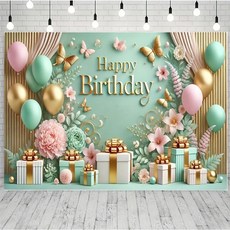아라홍스 생일파티 환갑 생일가랜드 축하 현수막, 민트핑크벌룬 민트핑크벌룬