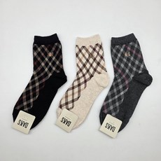 닥스 여성 얇은사선체크 3족 양말 선물세트 26403