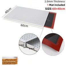 직사각형 밀 FEUILLE 베이킹 팬 퍼프 페이스트리 트레이 구멍 뚫린 접시 오븐, 60x40cm tray 1 mat, 1개