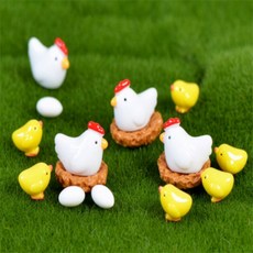 정그리마켓 화분 장식 미니어처 닭 피규어 5p 미니어처소품 화분데코 화분미니어처