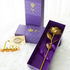 24k금장미 골드 어버이날 선물 금카네이션 브로치, 금장미 퍼플박스, 1개