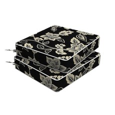 Melody Elephant 야외 의자 쿠션 2개 세트 50.8 x 10.2cm(20 20 4인치) 탈착식 커버가 있는 방수 파티오 시트 쿠션 고리버들 소파 가구용 전, 덩굴 블랙, 20"x18"x4"