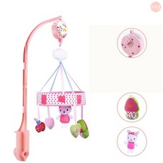 萌萌屋 【台灣現貨】嬰兒床音樂鈴 搖鈴 音樂旋轉床鈴 寶寶安撫布玩具 嬰兒床鈴 床鈴 音樂鈴 寶寶床鈴, 1個, 新款嬰兒床鈴(粉色兔子), 粉色