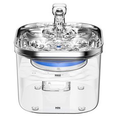 2L寵物不鏽鋼自動飲水機 - 貓咪狗狗適用、循環過濾、活水飲水器, 1個, 透明