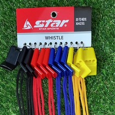 스타 호각 휘슬 호루라기 줄포함 TW-XH231 12개, 블랙레드옐로우블루