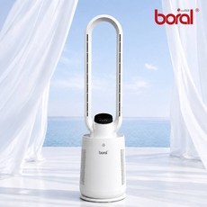 보랄 BLDC 날개없는 선풍기 리모컨 저소음 저전력 24단계풍량 LED디스플레이 타워형 팬 타워팬 화이트 BR-ND880BLF, 1개