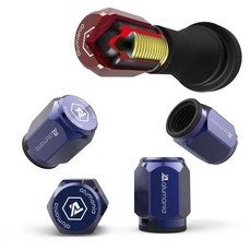 alumania 에어 밸브 캡 【건 메타】 고착을 막는 하이브리드 구조 VU-005-GM 4개 set, 03 블루