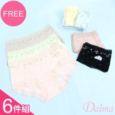 Daima黛瑪 萌兔花語 嫘縈蕾絲內褲 隨機配色 親膚透氣 舒適內著, 隨機混搭x6件組,FREE