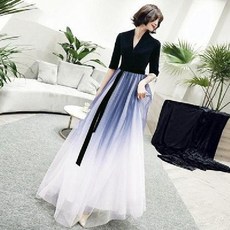 한복드레스 개량한복 블랙 그라데이션 원피스 무대 공연복