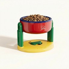 치트몰 강아지 고양이 높이 조절 사료 밥그릇, 1개, 레드