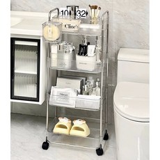 모던생활 틈새 수납장 이동식 투명 트롤리 다용도 간편조리 선반, 4단